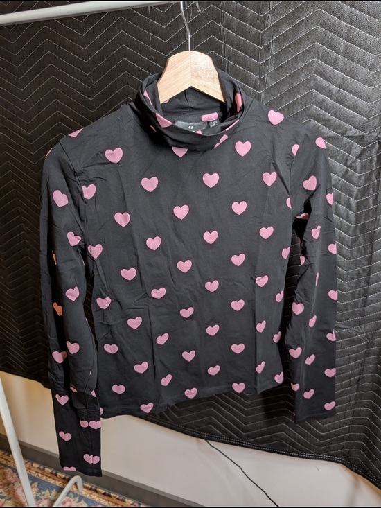 Lazy Oaf Tops - Lazy Oaf Black Turtleneck with Pink Heart Print